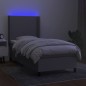 vidaXL Cama box spring colchón y luces LED tela gris claro 100x200 cm vidaXL Cama box spring colchón y luces LED tela gris claro 100x200 cm
