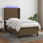 vidaXL Cama box spring colchón y luces LED tela marrón oscuro 80x200cm vidaXL Cama box spring colchón y luces LED tela marrón oscuro 80x200cm