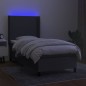 vidaXL Cama box spring colchón y luces LED tela gris oscuro 80x200 cm vidaXL Cama box spring colchón y luces LED tela gris oscuro 80x200 cm
