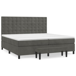 vidaXL Cama box spring con colchón terciopelo gris oscuro 200x200 cm