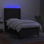 vidaXL Cama box spring colchón y luces LED tela negro 90x200 cm vidaXL Cama box spring colchón y luces LED tela negro 90x200 cm