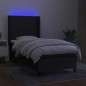 vidaXL Cama box spring colchón y luces LED tela negro 90x190 cm vidaXL Cama box spring colchón y luces LED tela negro 90x190 cm