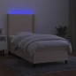 vidaXL Cama box spring colchón y luces LED tela color crema 90x190 cm