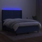 vidaXL Cama box spring colchón y luces LED tela azul 140x190 cm vidaXL Cama box spring colchón y luces LED tela azul 140x190 cm