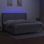 vidaXL Cama box spring con colchón tela y LED gris claro 200x200 cm vidaXL Cama box spring con colchón tela y LED gris claro 200x200 cm