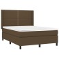 vidaXL Cama box spring colchón luces LED tela marrón oscuro 140x200cm vidaXL Cama box spring colchón luces LED tela marrón oscuro 140x200cm