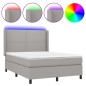 vidaXL Cama box spring colchón y luces LED tela gris claro 140x200 cm vidaXL Cama box spring colchón y luces LED tela gris claro 140x200 cm