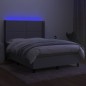 vidaXL Cama box spring colchón y luces LED tela gris claro 140x200 cm vidaXL Cama box spring colchón y luces LED tela gris claro 140x200 cm