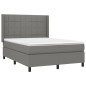 vidaXL Cama box spring colchón y luces LED tela gris oscuro 140x200 cm vidaXL Cama box spring colchón y luces LED tela gris oscuro 140x200 cm