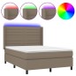 vidaXL Cama box spring colchón y luces LED tela gris taupe 140x190 cm vidaXL Cama box spring colchón y luces LED tela gris taupe 140x190 cm