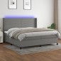 vidaXL Cama box spring colchón y luces LED tela gris claro 200x200 cm vidaXL Cama box spring colchón y luces LED tela gris claro 200x200 cm