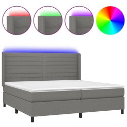 vidaXL Cama box spring colchón y luces LED tela gris claro 200x200 cm