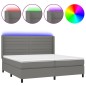 vidaXL Cama box spring colchón y luces LED tela gris claro 200x200 cm vidaXL Cama box spring colchón y luces LED tela gris claro 200x200 cm