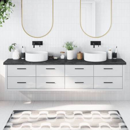 vidaXL Encimera baño madera maciza tratada gris oscuro 220x30x(2-6) cm