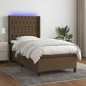 vidaXL Cama box spring colchón y luces LED tela marrón oscuro 80x200cm vidaXL Cama box spring colchón y luces LED tela marrón oscuro 80x200cm