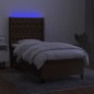 vidaXL Cama box spring colchón y luces LED tela marrón oscuro 80x200cm vidaXL Cama box spring colchón y luces LED tela marrón oscuro 80x200cm