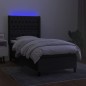 vidaXL Cama box spring colchón y luces LED tela negro 90x190 cm vidaXL Cama box spring colchón y luces LED tela negro 90x190 cm