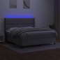 vidaXL Cama box spring colchón y luces LED tela gris claro 160x200 cm vidaXL Cama box spring colchón y luces LED tela gris claro 160x200 cm