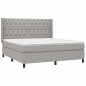 vidaXL Cama box spring colchón y luces LED tela gris claro 160x200 cm vidaXL Cama box spring colchón y luces LED tela gris claro 160x200 cm