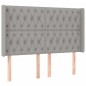 vidaXL Cama box spring colchón y luces LED tela gris claro 160x200 cm vidaXL Cama box spring colchón y luces LED tela gris claro 160x200 cm