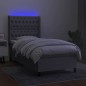vidaXL Cama box spring colchón y luces LED tela gris claro 100x200 cm vidaXL Cama box spring colchón y luces LED tela gris claro 100x200 cm