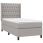 vidaXL Cama box spring colchón y luces LED tela gris claro 100x200 cm vidaXL Cama box spring colchón y luces LED tela gris claro 100x200 cm