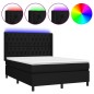 vidaXL Cama box spring colchón y luces LED tela negro 140x200 cm vidaXL Cama box spring colchón y luces LED tela negro 140x200 cm