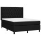 vidaXL Cama box spring colchón y luces LED tela negro 140x200 cm vidaXL Cama box spring colchón y luces LED tela negro 140x200 cm