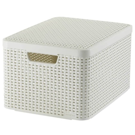 Curver Caja de almacenamiento con tapa Style L blanco crema 30 L