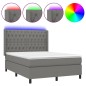 vidaXL Cama box spring colchón y luces LED tela gris oscuro 140x190 cm vidaXL Cama box spring colchón y luces LED tela gris oscuro 140x190 cm