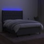 vidaXL Cama box spring colchón y luces LED tela gris oscuro 140x190 cm vidaXL Cama box spring colchón y luces LED tela gris oscuro 140x190 cm