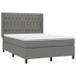 vidaXL Cama box spring colchón y luces LED tela gris oscuro 140x190 cm vidaXL Cama box spring colchón y luces LED tela gris oscuro 140x190 cm