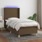 vidaXL Cama box spring colchón luces LED tela marrón oscuro 100x200cm vidaXL Cama box spring colchón luces LED tela marrón oscuro 100x200cm