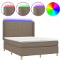vidaXL Cama box spring colchón y luces LED tela gris taupe 140x190 cm vidaXL Cama box spring colchón y luces LED tela gris taupe 140x190 cm