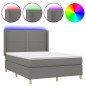 vidaXL Cama box spring colchón y luces LED tela gris oscuro 140x200 cm vidaXL Cama box spring colchón y luces LED tela gris oscuro 140x200 cm