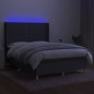 vidaXL Cama box spring colchón y luces LED tela gris oscuro 140x200 cm vidaXL Cama box spring colchón y luces LED tela gris oscuro 140x200 cm