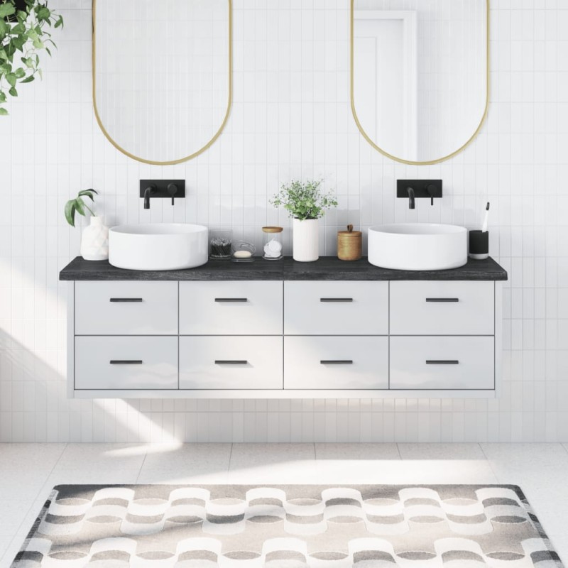vidaXL Encimera baño madera maciza tratada gris oscuro 180x30x(2-4) cm vidaXL Encimera baño madera maciza tratada gris oscuro 180x30x(2-4) cm