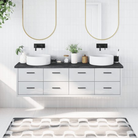 vidaXL Encimera baño madera maciza tratada gris oscuro 180x30x(2-4) cm