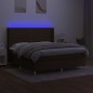 vidaXL Cama box spring colchón luces LED tela marrón oscuro 160x200cm vidaXL Cama box spring colchón luces LED tela marrón oscuro 160x200cm