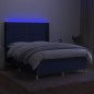 vidaXL Cama box spring colchón y luces LED tela azul 140x200 cm