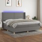 vidaXL Cama box spring colchón y luces LED tela gris claro 200x200 cm vidaXL Cama box spring colchón y luces LED tela gris claro 200x200 cm