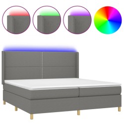 vidaXL Cama box spring colchón y luces LED tela gris claro 200x200 cm
