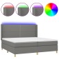 vidaXL Cama box spring colchón y luces LED tela gris claro 200x200 cm vidaXL Cama box spring colchón y luces LED tela gris claro 200x200 cm