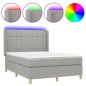 vidaXL Cama box spring colchón y luces LED tela gris claro 140x190 cm vidaXL Cama box spring colchón y luces LED tela gris claro 140x190 cm