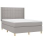 vidaXL Cama box spring colchón y luces LED tela gris claro 140x190 cm vidaXL Cama box spring colchón y luces LED tela gris claro 140x190 cm