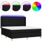 vidaXL Cama box spring colchón y luces LED tela negro 180x200 cm vidaXL Cama box spring colchón y luces LED tela negro 180x200 cm