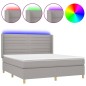 vidaXL Cama box spring colchón y luces LED tela gris claro 160x200 cm vidaXL Cama box spring colchón y luces LED tela gris claro 160x200 cm