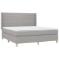 vidaXL Cama box spring colchón y luces LED tela gris claro 160x200 cm vidaXL Cama box spring colchón y luces LED tela gris claro 160x200 cm