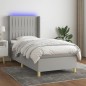 vidaXL Cama box spring colchón y luces LED tela gris claro 90x200 cm