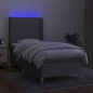 vidaXL Cama box spring colchón y luces LED tela gris claro 90x200 cm